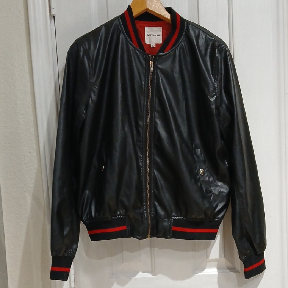 Better Be Black and Red Bomber Jacket with Ribbed Trim